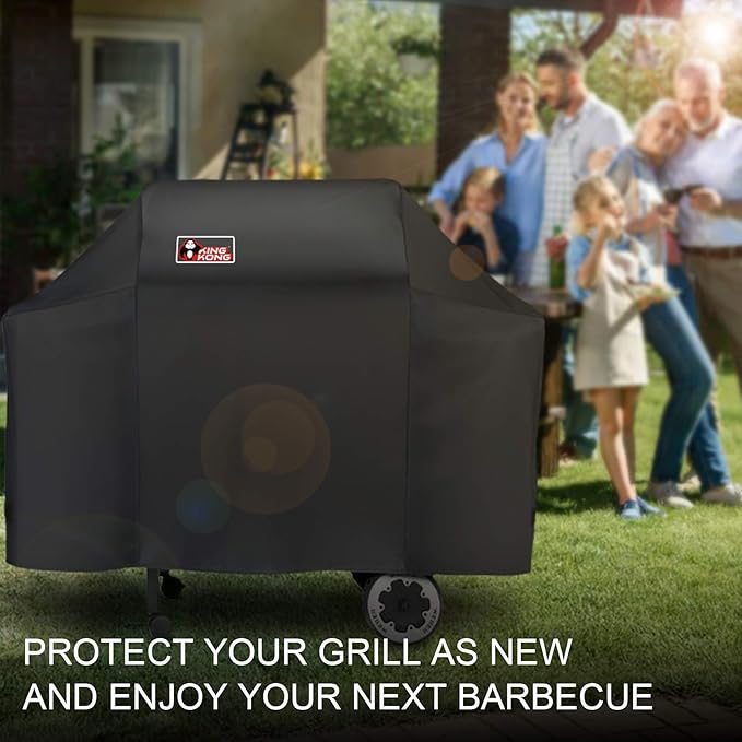 Kingkong 7573/7106 Grill Cover for Weber Spirit 200, 300 Series and Genesis Silver Gas Grill with Grill Brush, Tongs and Thermometer