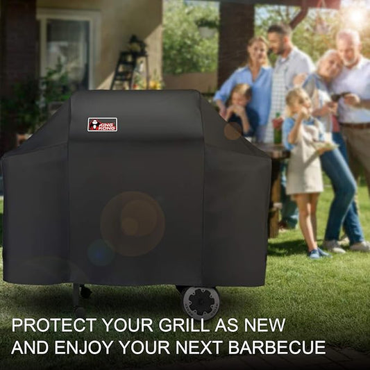 Kingkong 7573/7106 Grill Cover for Weber Spirit 200, 300 Series and Genesis Silver Gas Grill with Grill Brush, Tongs and Thermometer