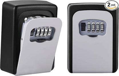 Key Lock Box for Outside - Sturdy and Durable Lock Box for House,5 Key Capacity Lockbox for Keys Outdoor,Waterproof Emergency Spare Lockbox with Resettable Code for Home,Garage,Airbnb(2 Pack, Grey)