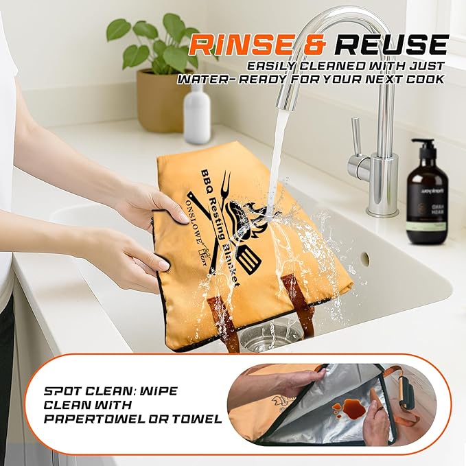 25in BBQ Blanket for Resting Meat - Meat Resting Bag of Washable Oxford Cloth - Insulated Brisket Resting Blanket for Turkey, Pork Shoulder & Beef - Christmas Gifts, Gifts for Men, BBQ Lovers