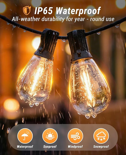 50FT Outdoor String Lights with Remote, LED Patio Lights with 18+1 Waterproof S11 Bulbs, Outside Dimmable 2700K Warm White, Timer & 3 Modes,for Backyard Garden Deck Porch Balcony Gazebo Party Decor