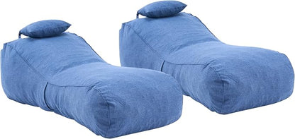 Christopher Knight Home Morton Outdoor Bean Bag Chair Set of 2, Fabric Bean Bag Chair for Adults and Kids, Indoor/Outdoor Sun Lounger with Headrest, Patio Chaise Lounge Chair Set of 2, Navy Blue