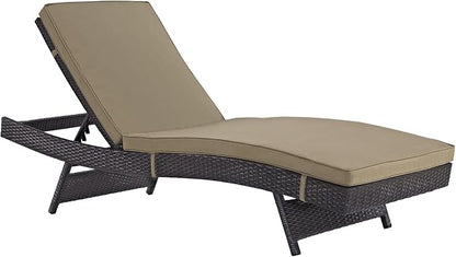 Modway Convene Wicker Rattan Outdoor Patio Chaise Lounge Chairs in Espresso Mocha - Set of 6