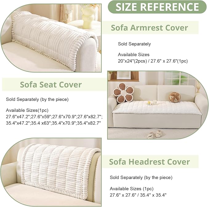 OstepDecor Couch Cover for Dogs, Washable Non Slip Sofa Cover for Pets | Soft Couch Covers for Sofa, Loveseat and Sectional, Furniture Protector Against Pet Hair & Dirt (35.4" x 35.4", White)