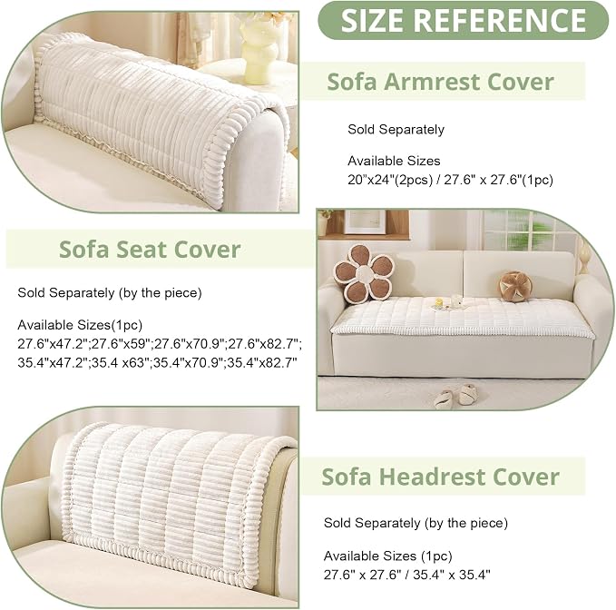 OstepDecor Couch Cover for Dogs, Washable Non Slip Sofa Cover for Pets | Soft Couch Covers for Sofa, Loveseat and Sectional, Furniture Protector Against Pet Hair & Dirt (27.6" x 47.2", White)