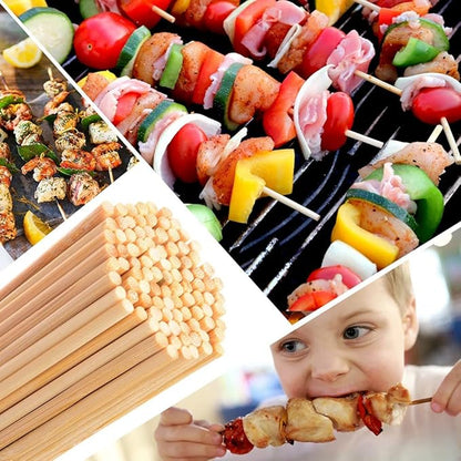 [100 PCS] 12 inch Bamboo Skewers, Premium Wooden Skewers without Splinters, Skewers for Grilling, BBQ, Appetizer, Fruit Kabobs, Chocolate Fountain, Cocktail Toothpicks, and Food Skewer Sticks.