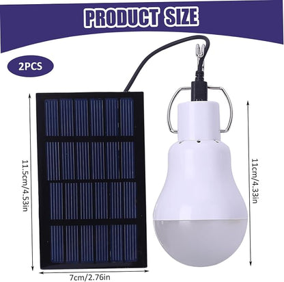 2Pcs Portable Rechargeable Solar Light Bulb, Camping Light Outdoor for Hiking Fishing Tent Indoor Shed Chicken Coop