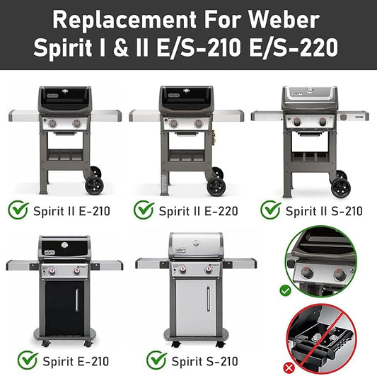 Grill Parts for Weber Spirit I & GS4 II 200 Series with Front Control (2013+) Includes 7635 Flavorizer Bars 69785 Burner Tubes 7637 Cast Iron Grates 7642 Igniter Fits Weber E210 E220 S210 S220