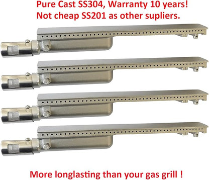 𝙐𝙥𝙜𝙧𝙖𝙙𝙚𝙙 4PC Heavy Duty Cast Stainless Steel BBQ Grill Burners 16" Replacement Parts for Premium Gas Grills from Bull, Cal Flame Aussie Blaze CharBroil NEXGRILL Thermos Turbo Grills