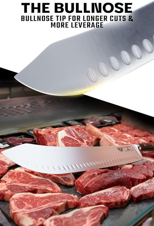 Dalstrong Bull Nose Butcher Knife - 14 inch - Gladiator Series Elite - High Carbon Premium German Steel - Black G10 Handle - Meat BBQ Knife - Sheath Included - NSF Certified