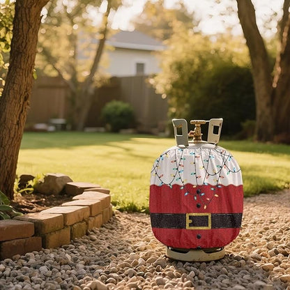 Santa Claus Propane Tank Cover 20lb Christmas Gas Tank Cylinder Cover for Outdoor Camping Yard Party Easy to Install Grill Accessories Gift for Holiday