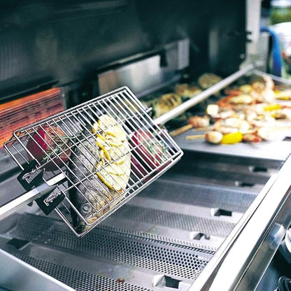 onlyfire 6042 Chrome Plated Steel Flat Rotisserie Basket for Most Grills | Fits 1/2" Hexagon, 3/8" Hexagon, 3/8" Square & 5/16" Square Spit Rods