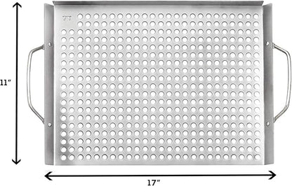 Outset 76632 Stainless Steel Grill Topper Grid, 11"x17" BBQ Tray