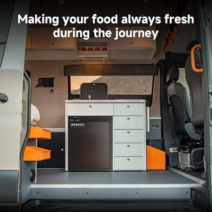 BODEGACOOLER 12-Volt Refrigerator, 65L(2.3cu.ft) RV Fridge Freezer with APP Control & Child Lock, Travel Compressor Cooler -4℉-46℉, 12/24V DC for Truck, RV, Camping