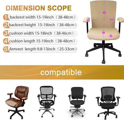Tallew 4 Pcs Office Chair Covers Stretchable Armrest Seat,XL,Camel | Universal Fit Office Desk Chairs, Protective Seat Backrest Slipcovers, Stretchable Prevent Wear, Easy Install for Rotating