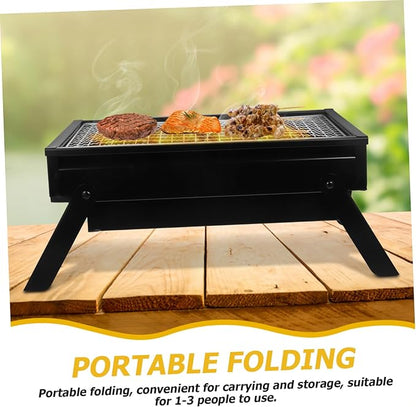 MERRYHAPY Portable Charcoal Grill Compact Stainless Steel Design for Outdoor Barbecues Camping and Picnics Features Pullout Charcoal Container for Gatherings People