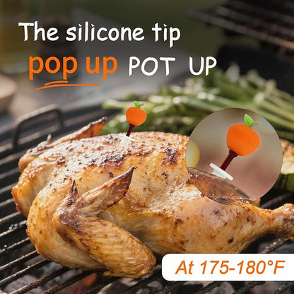 15-Piece Popup Turkey Thermometer Set with Meat Injector and Apple-Shaped Covers, Disposable Poultry Timers for Roasting Chicken and Turkey, 175°F-180°F Instant Indicator, Festive Gift Kit