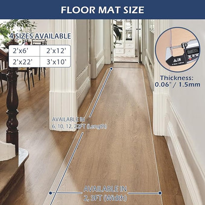 SALLOUS Runner Rug for Hallway, 3x10ft Plastic Floor Mat for Kitchen Entryway, Non-Slip Waterproof Runner Rug for Porch, Laundry, Vinyl Floor Protector Cover for Indoor & Outdoor (Clear)