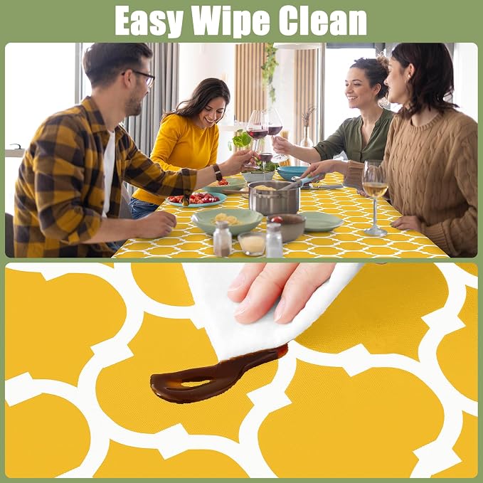 Smiry Picnic Fitted Table Cover, 6 Foot Flannel Backed Vinyl Tablecloth | Waterproof Elastic Stretch Table Cloth, Wipeable Plastic Tablecloth for Camping, Indoor & Outdoor (Mustard Yellow, 30" x 72")
