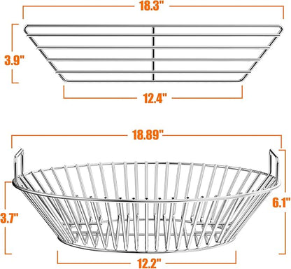 onlyfire Charcoal Ash Basket Stainless Steel Charcoal Holder with Handles, Fits Kamado Joe Big Joe Grill