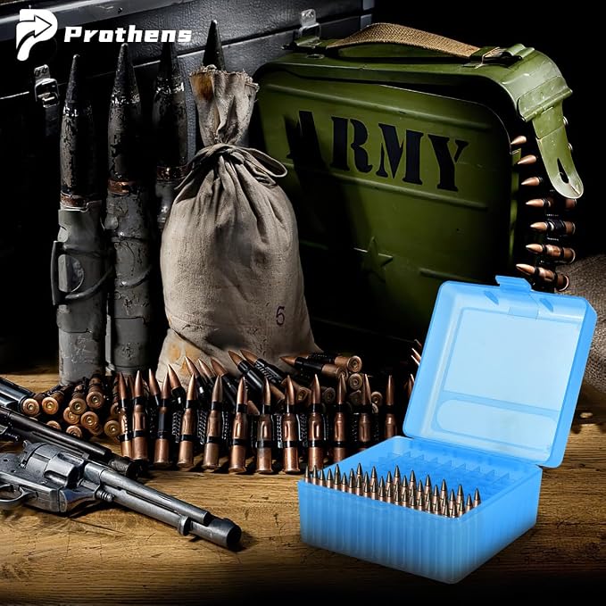 100 Round Rifle Ammo Can | Ammo Box | Flip-Top Ammo Bullets Case | Storage Box | Magazine Holder | Tool Box Storage for Travelling | Plastic Field Boxes | Locking Ammo Can