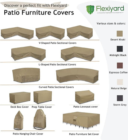 Heavy Duty Outdoor Sectional Sofa Cover, 120"X90" L-Shaped Waterproof 600D Patio Furniture Covers, Lawn Patio Couch Protector(Desert Khaki, L-Shaped-Right Facing-120 x90)