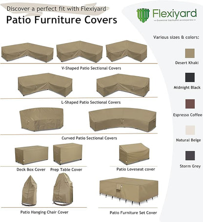 Heavy Duty Outdoor Sectional Sofa Cover, Waterproof 600D Patio Sectional Couch Cover, Lawn Patio Furniture Protector(Storm Grey, V-Shaped-90 x 90")