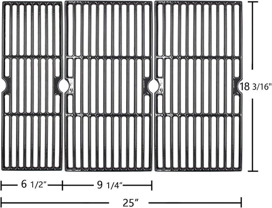 Hongso 18 3/16 inch Porcelain Cast Iron Grill Grates for 463347519 463373019 CharBroil Performance 5 Burners, for 4 Burners 463342118 463342119 463347017 463332718 463376217 463376519 463376619 Grills