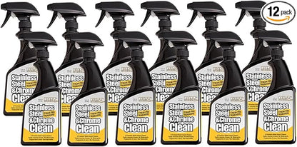 Flitz Stainless Steel & Chrome Clean - 16oz Bottle, USA-Made Stainless Steel Cleaner Spray for Appliances - Grill, Fridge, Sink Stain Remover - Also Works on Aluminum Surfaces (12 Pack)