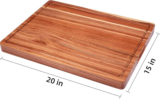 GAOMON 20x15 Inch Acacia Cutting Board for Kitchen, Large Wooden Cutting Board with Juice Groove, 1.5" Thick Chopping Board for Meat Vegetables and Cheese, Charcuterie Board