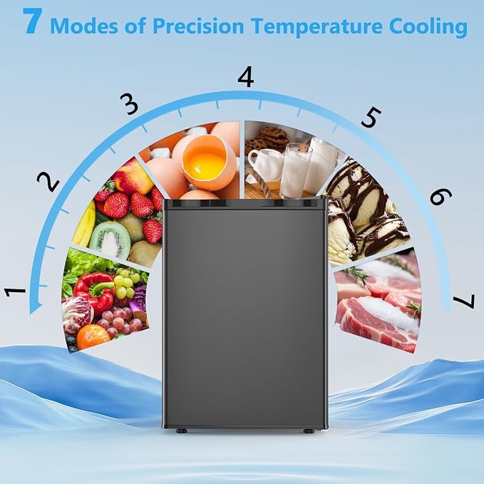 COWSAR 2.6 Cu.Ft Mini Fridge with Freezer, Quiet Reversible Door Compact Refrigerator, Small Refrigerator with 2 Removable Shelves, Adjustable Thermostat, for Office, Bedroom, Dorm, Black