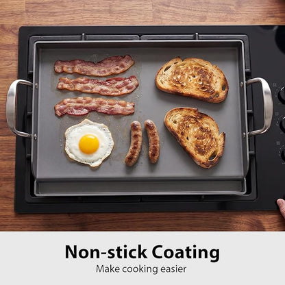 Utheer 17" x13" Nonstick Cast Iron Griddle for Gas Grill, Cooking Griddle Pan for Outdoor Gas Grill, Muti-Purpose Cooking Flat Top Plate for Weber, Nexgrill, Charbroil, Camp Chef, Kenmore