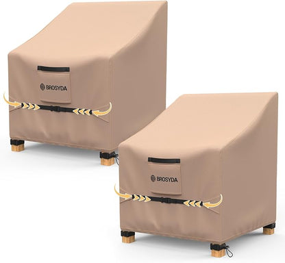 600D Outdoor Patio Chair Covers Waterproof 29"Wx30"Dx36"H, 2 Pack | Patio Furniture Covers Protect from Rain, Dust & UV; Heavy-Duty Oxford Fits Lounge, Deep Seat & High Back Chairs on Lawns