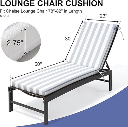 Crestlive Products Waterproof Outdoor Chaise Lounge Cushions Set of 2, Fade Resistant Patio Furniture Lounge Chair Cushion, 80" L x 23" W