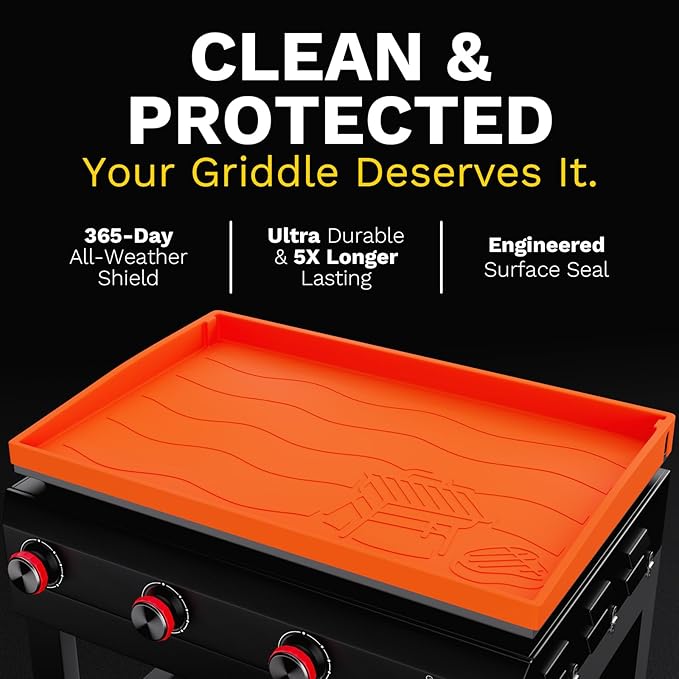 Upgraded Full-Coverage Silicone Griddle Cover for Blackstone 36 Inch Grill, Heavy Duty Food-Grade Silicone Grill Mat with Gift-Worthy Pattern, Year-Round Protection from Dirt & Rust