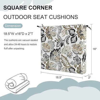 DYTXIII Set of 2 Outdoor Chair Cushions, Water Resistant 18.5"x16"x2" Square Seat Cushion for Patio Dining Chairs, High-Density Replacement Pads for Indoor Outdoor Furniture - Dailey Tan