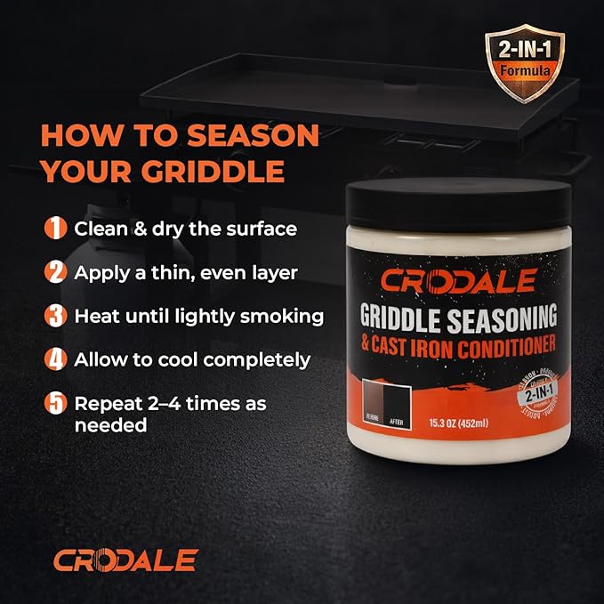 Blackstone Griddle Cleaning Kit - Premium 2-in-1 Blackstone Griddle Seasoning and Conditioner - Blackstone Restoration Kit - Cast Iron and Carbon Steel Cookware - 15.3oz