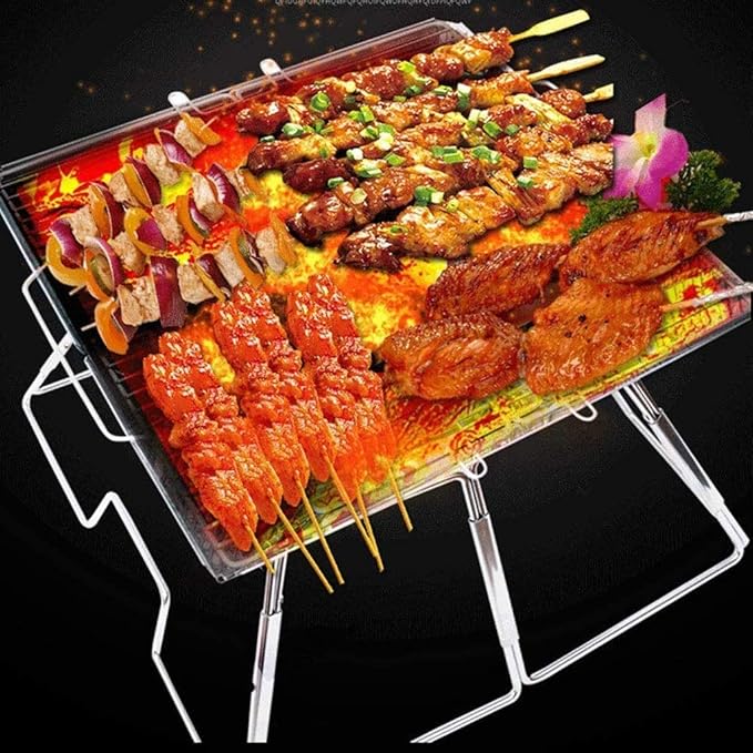 Portable Charcoal Grill, for Camping Cooking Stainless Steel Folding Grilling Stove for Travel
