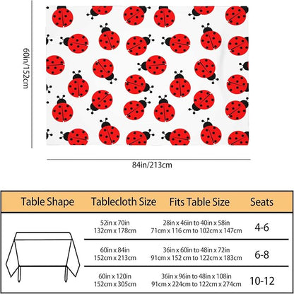 TKS MITLAN Tablecloth Red Ladybug Table Cloth Rectangle Table 60 x 84 Inch Cute Round Dots Skin Fun Cartoon Kitchen Decorations for Home Dinner Party