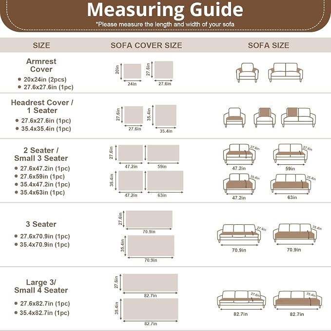 OstepDecor Couch Cover for Dogs, Washable Non Slip Sofa Cover for Pets | Soft Couch Covers for Sofa, Loveseat and Sectional, Furniture Protector Against Pet Hair & Dirt (35.4" x 35.4", Brown)