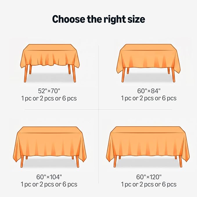 Amazon Basics Thin Rectangle Tablecloths, Water-Resistant Textured Fabric, Wrinkle Resistant, Washable Decorative Table Cover for Dining, Parties, 60" x 104", Beige, Pack of 2