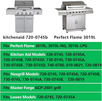 Hongso 18 7/8" x 9 15/16" Grill Grates for Perfect Flame 3019L 3019L-NG 3019L-LPG, Kitchen Aid 720-0745B 720-0745 730-0745 720-0745A, Nexgrill 720-0745, 720-0745A Gas Models, Part Number 13000382A0