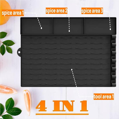 Upgrade Griddle Mat Compatible with Blackstone, Easy to Clean Silicone Grill Tools Mat, Blackstone Griddle Seasoning, Side Shelf Mat Grill Pad (Black)
