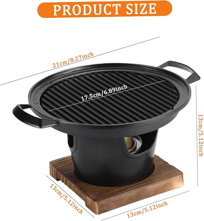 Korean BBQ Grill, Smokeless Non-stick Tabletop Charcoal Grill, Easy to Assemble Portable BBQ Grill for Home, Picnics, Camping and Outdoor Gatherings
