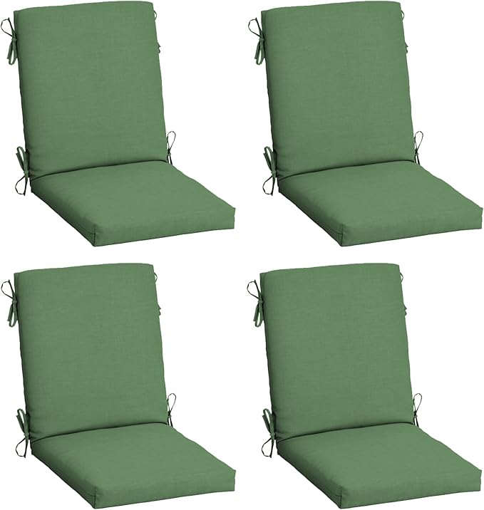 Arden 4-Pack Outdoor Patio Dining Chair Cushion, 20x44, Rain-Proof Seat Pad, Fade-Resistant Outdoor Cushion Bright Moss Green Leala