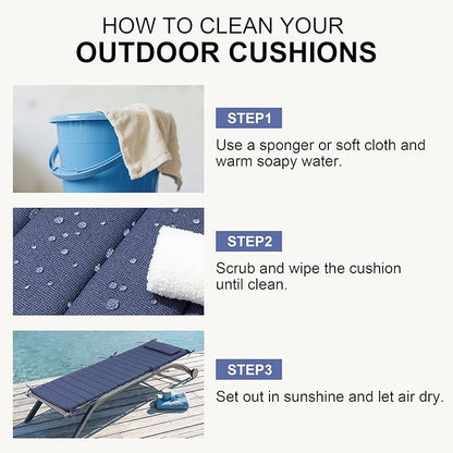Crestlive Products Chaise Lounge Cushion Outdoor Set of 2, Foldable Waterproof Pool Lounge Chair Cushions with Straps, Lounger Cushions for Outdoor Furniture, 80''Lx26''W (Sky Blue)