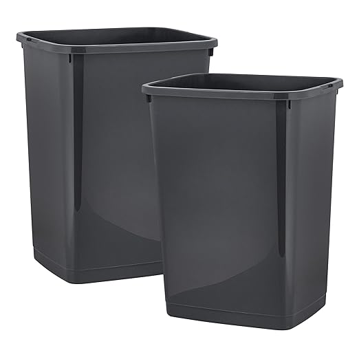 Superio Large Kitchen Trash Can 13 Gallon, 52 Qt Waste Bin for Kitchen, Garage, Indoor and Outdoor Trash Can (2, Grey)