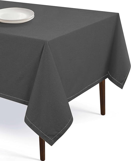 Table Cloth 100% Cotton 60"x84" Decorative Tablecover Washable Rectangle Tablecloths for Gifts, Dining, Buffet Parties & Wedding Use - Grey