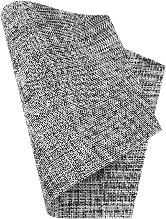 Wedge Placemats,Set of 7 Vinyl Placemats for Round Tables Woven Non-Slip Heat-Resistant Easy to Clean Wipeable Washable Dinner Table Mats（Gray）