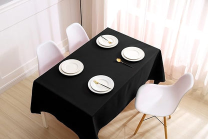 Black Rectangle Tablecloth 54 x 80 Inch 210 GSM Stain&Water Wrinkle Resistant Washable Fabric Table Cloth for Dining Table Buffet Parties Outdoor Picnic Camping Kitchen